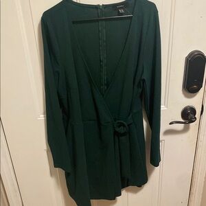 Forever 21 Green Jumpsuit with Long Sleeves